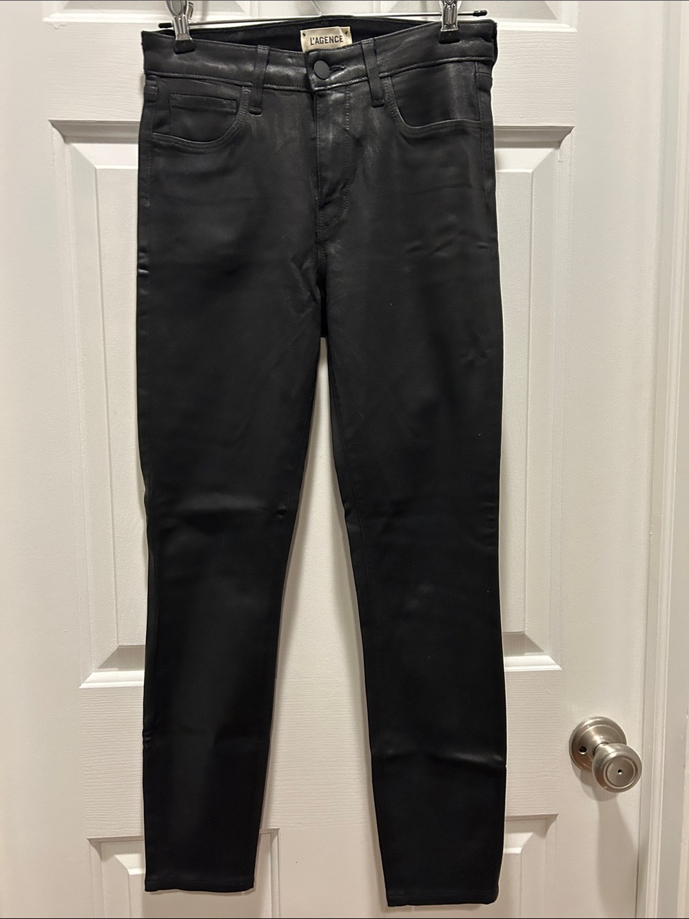 L'AGENCE Black Coated Skinny Jeans